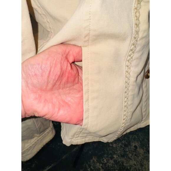 Jones New York Signature Beige Jacket M Cotton/Spandex Structured Old Money Work - Picture 10 of 13